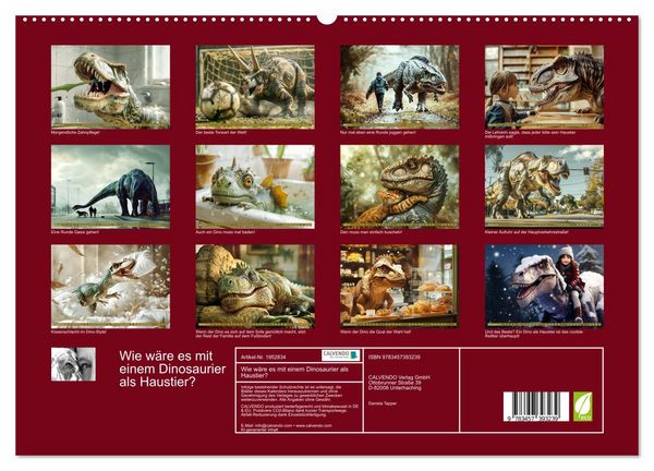 Produktbild: Wie w&auml;re es mit einem Dinosaurier als Haustier? (hochwertiger Premium Wandkalender 2026 DIN A2 quer), Kunstdruck in Hochglanz
