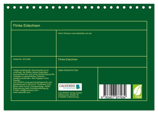 Produktbild: Flinke Eidechsen (Tischkalender 2026 DIN A5 quer), CALVENDO Monatskalender