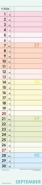 Produktbild: Planer Farbenfroh 2026 - Streifen-Kalender 11,3x49x5 cm - Küchenkalender - Wandplaner - Alpha Edition