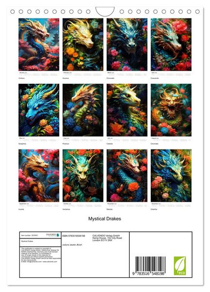 Produktbild: Mystical Drakes (Wall Calendar 2026 DIN A4 portrait), CALVENDO 12 Month Wall Calendar