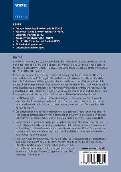Produktbild: Anlagenbetreiber Elektrotechnik und verantwortliche Elektrofachkraft
