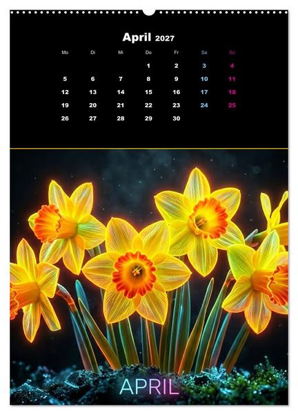 Produktbild: Neon Botanicals - Flora im Lichtrausch (hochwertiger Premium Wandkalender 2027 DIN A2 hoch), Kunstdruck in Hochglanz