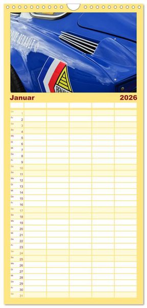 Produktbild: Familienplaner 2026 - Renault Alpine A110 mit 5 Spalten (Wandkalender, 21 x 45 cm) CALVENDO