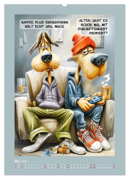 Produktbild: Hundstage. Bissiger Humor vom Feinsten (hochwertiger Premium Wandkalender 2026 DIN A2 hoch), Kunstdruck in Hochglanz