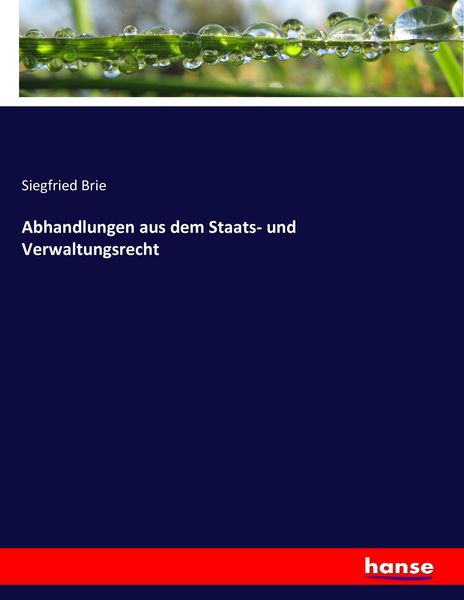 Abhandlungen aus dem Staats- und Verwaltungsrecht, Taschenbuch von Siegfried Brie, Hansebooks, 9783743445000