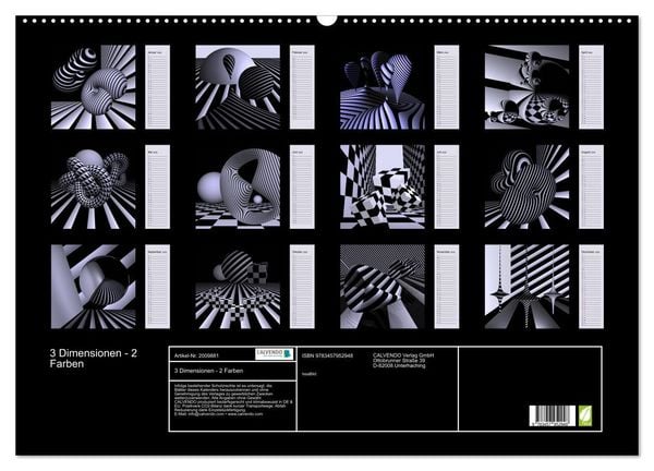 Produktbild: 3 Dimensionen - 2 Farben (Wandkalender 2026 DIN A2 quer), CALVENDO Monatskalender