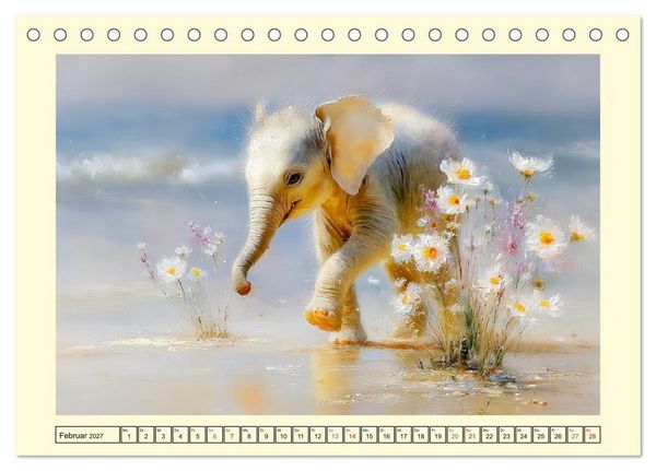 Produktbild: Sommertr&auml;ume. Elefantenkinder am Meer (Tischkalender 2027 DIN A5 quer), CALVENDO Monatskalender