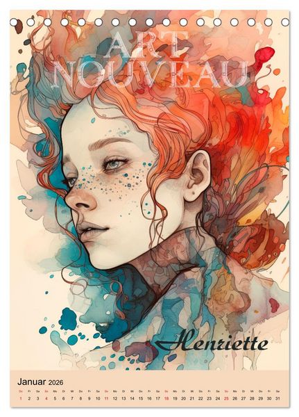 Produktbild: Art Nouveau - Galerie der Sch&ouml;nheiten (Tischkalender 2026 DIN A5 hoch), CALVENDO Monatskalender