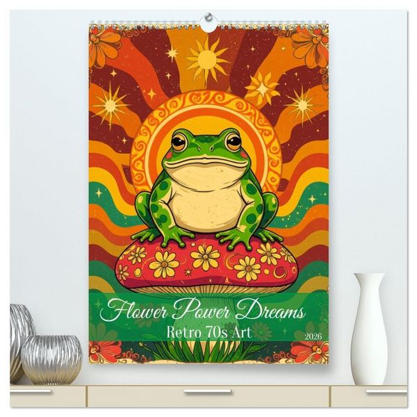 Produktbild: Flower Power Dreams - Retro 70s Art (hochwertiger Premium Wandkalender 2026 DIN A2 hoch), Kunstdruck in Hochglanz