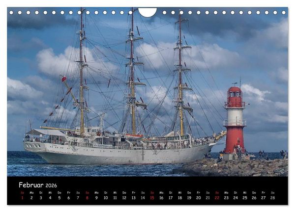Produktbild: Windjammer vor Warnem&uuml;nde (Wandkalender 2026 DIN A4 quer), CALVENDO Monatskalender
