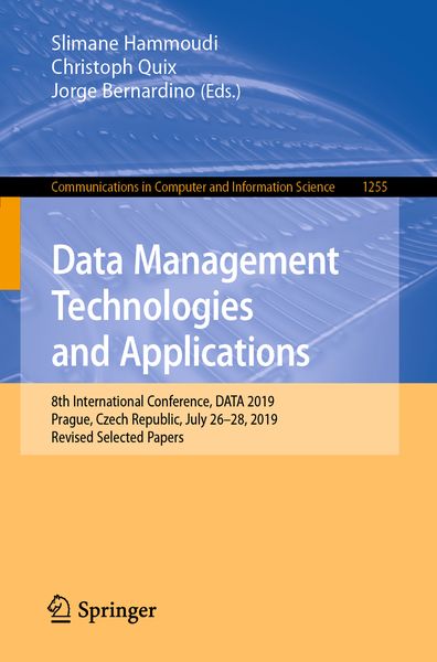 Produktbild: Data Management Technologies and Applications