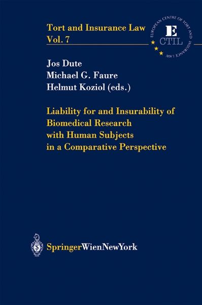Produktbild: Liability for and Insurability of Biomedical Research with Human Subjects in a Comparative Perspective