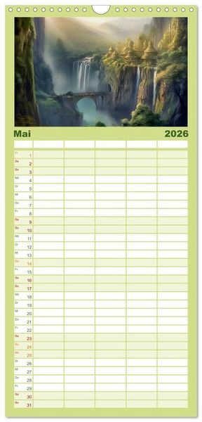 Produktbild: Familienplaner 2026 - Im Reich der Elben mit 5 Spalten (Wandkalender, 21 x 45 cm) CALVENDO