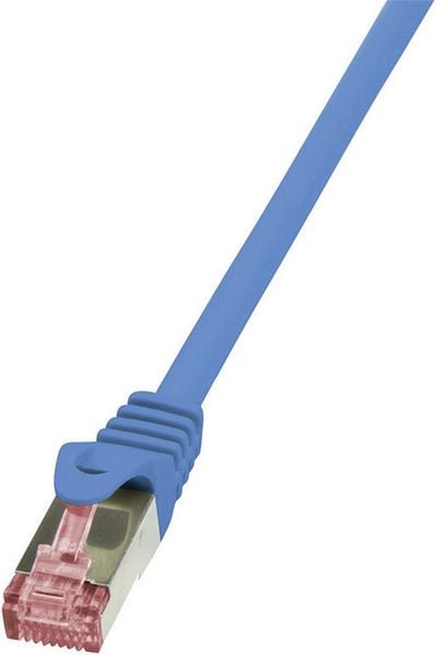 LogiLink CQ2046S RJ45 Netzwerkkabel, Patchkabel CAT 6 S/FTP 1.50 m Blau Flammwidrig, mit Rastnasenschutz 1 St.