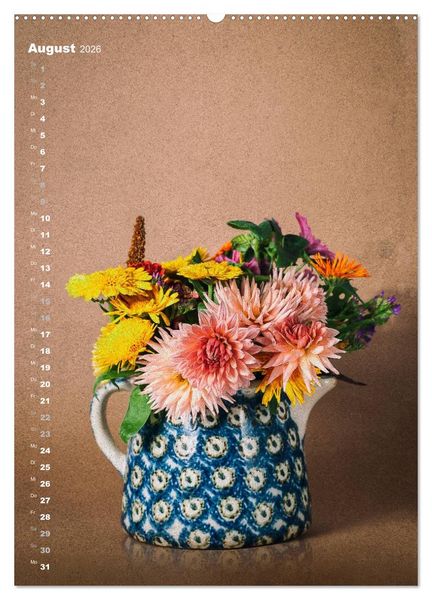 Produktbild: Blumenschmuck in Bunzlau Keramik (Wandkalender 2026 DIN A2 hoch), CALVENDO Monatskalender