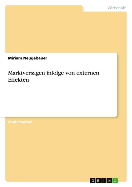 Produktbild: Marktversagen infolge von externen Effekten