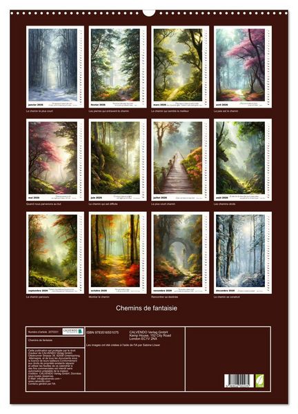 Produktbild: Chemins de fantaisie (Calendrier mural 2026 DIN A2 horizontal), CALVENDO calendrier mensuel