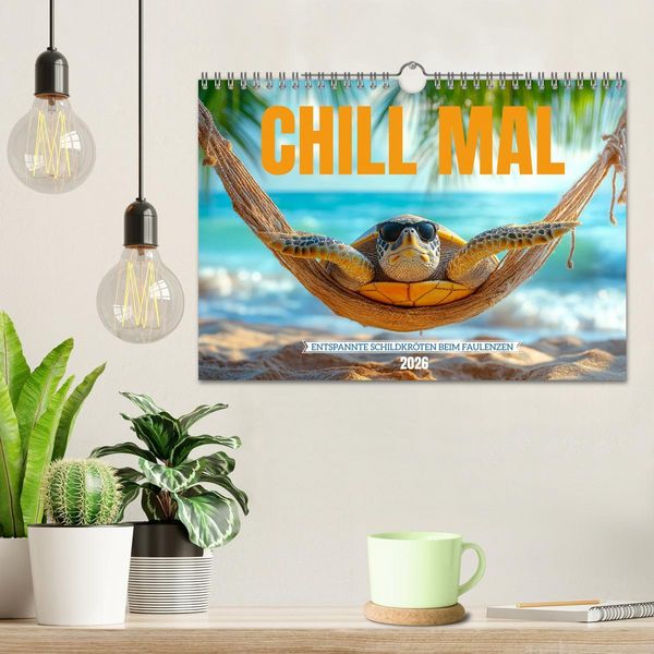 Produktbild: CHILL MAL - Entspannte Schildkr&ouml;ten beim Faulenzen (Wandkalender 2026 DIN A4 quer), CALVENDO Monatskalender