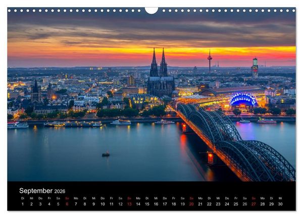 Produktbild: K&ouml;ln Impressionen bei Nacht (Wandkalender 2026 DIN A3 quer), CALVENDO Monatskalender