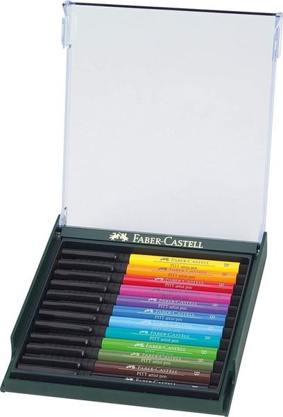 Faber-Castell Tuschestift PITT Artist Pen Brush 12er Set Basis Farben