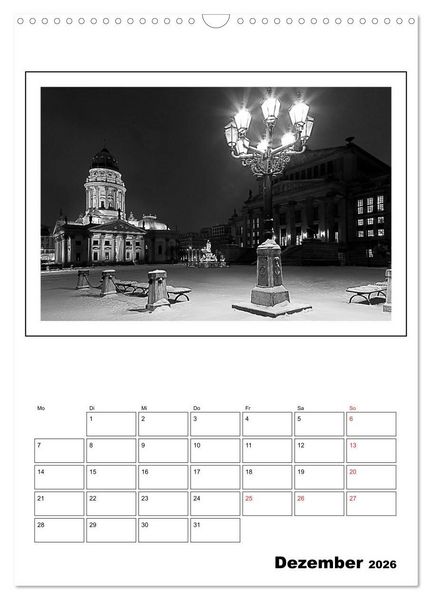 Produktbild: Berlin black & white (Wandkalender 2026 DIN A3 hoch), CALVENDO Monatskalender