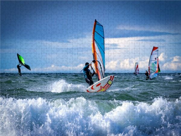 Produktbild: CALVENDO Puzzle Teamsurfen auf Fehmarn | 1000 Teile Lege-Gr&ouml;&szlig;e 64x48cm Foto-Puzzle f&uuml;r gl&uuml;ckliche Stunden