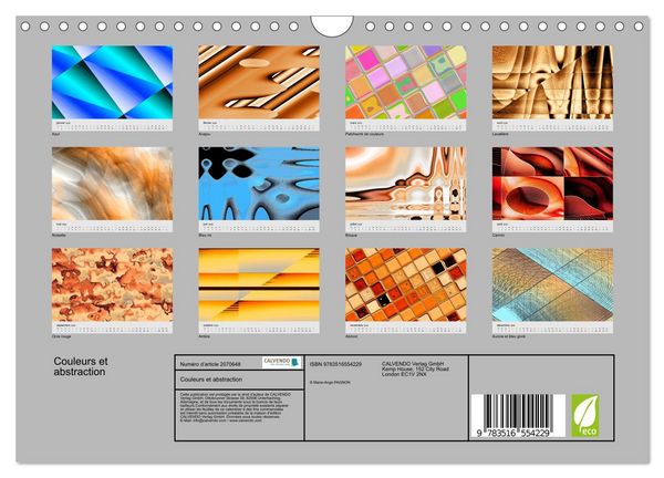 Produktbild: Couleurs et abstraction (Calendrier mural 2026 DIN A4 vertical), CALVENDO calendrier mensuel