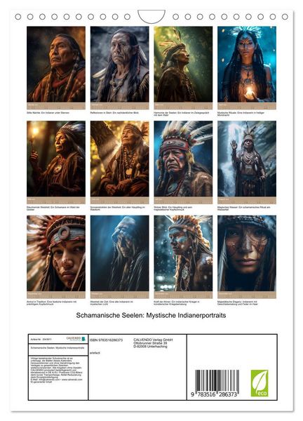 Produktbild: Schamanische Seelen: Mystische Indianerportraits (Wandkalender 2026 DIN A4 hoch), CALVENDO Monatskalender