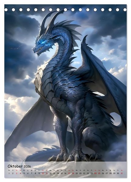 Produktbild: Gefl&uuml;gelte H&uuml;ter - Erleben Sie die Magie der Drachen (Tischkalender 2026 DIN A5 hoch), CALVENDO Monatskalender