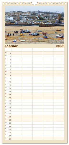 Produktbild: Familienplaner 2026 - Cornwall - Einzigartig mit 5 Spalten (Wandkalender, 21 x 45 cm) CALVENDO