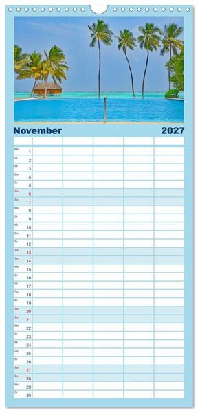 Produktbild: Familienplaner 2027 - Malediven - die Sehnsucht nach dem Paradies mit 5 Spalten (Wandkalender, 21 x 45 cm) CALVENDO