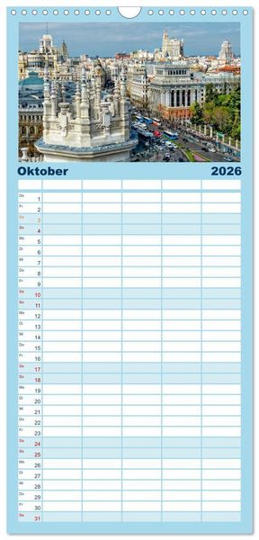 Produktbild: Familienplaner 2026 - Die 12 meistbesuchten St&auml;dte in Europa mit 5 Spalten (Wandkalender, 21 x 45 cm) CALVENDO