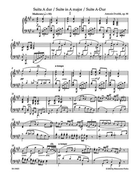 Produktbild: Suite f&uuml;r Klavier A-Dur op. 98