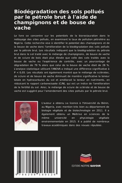 Produktbild: Biod&eacute;gradation des sols pollu&eacute;s par le p&eacute;trole brut &agrave; l'aide de champignons et de bouse de vache