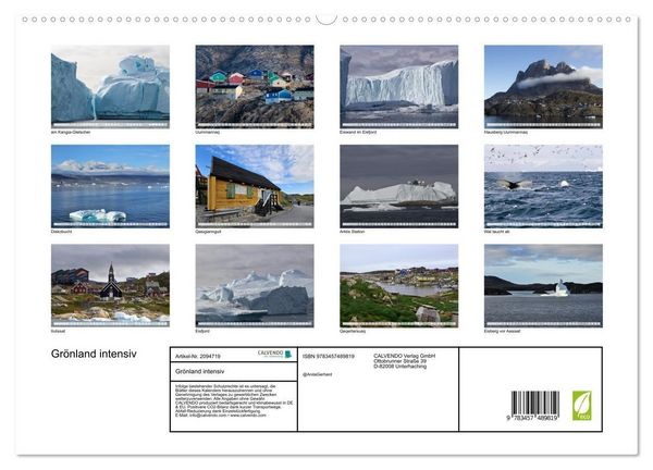 Produktbild: Gr&ouml;nland intensiv (hochwertiger Premium Wandkalender 2026 DIN A2 quer), Kunstdruck in Hochglanz