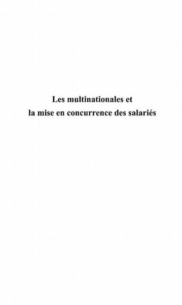 Produktbild: Les multinationales et la miseen concurrence des salaries