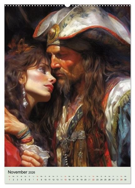 Produktbild: Piraten-Fantasy. Wilde Seer&auml;uber-Romantik im Mittelalter (hochwertiger Premium Wandkalender 2026 DIN A2 hoch), Kunstdruck in Hochglanz