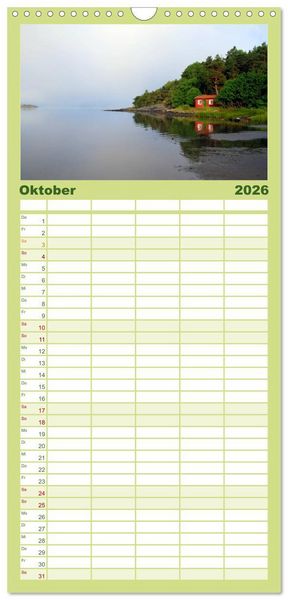 Produktbild: Familienplaner 2026 - SKANDINAVIEN mit 5 Spalten (Wandkalender, 21 x 45 cm) CALVENDO