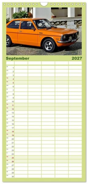 Produktbild: Familienplaner 2027 - Automobile Tr&auml;ume der 70er mit 5 Spalten (Wandkalender, 21 x 45 cm) CALVENDO
