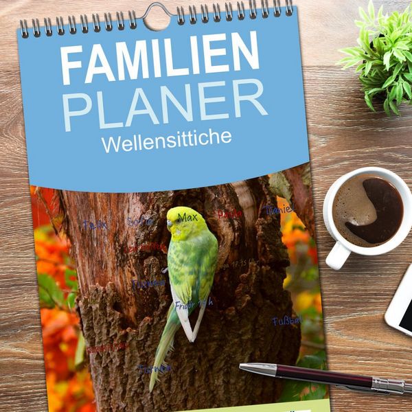 Produktbild: Familienplaner 2026 - Wellensittiche mit 5 Spalten (Wandkalender, 21 x 45 cm) CALVENDO