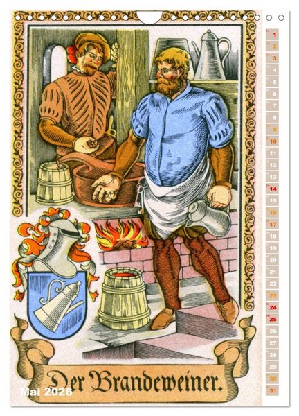 Produktbild: Altes Handwerk: Historische Zeichnungen neu entdeckt (Wandkalender 2026 DIN A4 hoch), CALVENDO Monatskalender