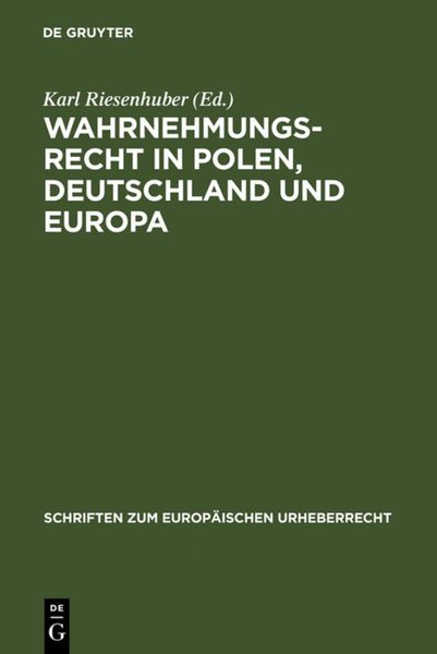 Produktbild: Wahrnehmungsrecht in Polen, Deutschland und Europa