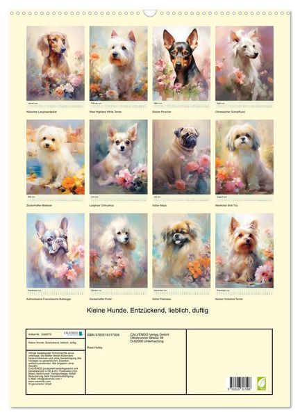 Produktbild: Kleine Hunde. Entz&uuml;ckend, lieblich, duftig (Wandkalender 2026 DIN A2 hoch), CALVENDO Monatskalender