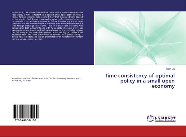 Produktbild: Time consistency of optimal policy in a small open economy