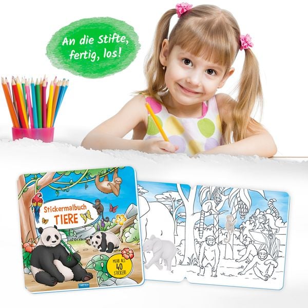 Produktbild: Tr&ouml;tsch Malbuch Stickermalbuch Tiere