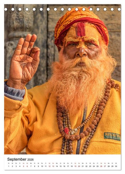 Produktbild: Sadhus - Die heiligen M&auml;nner von Nepal (Tischkalender 2026 DIN A5 hoch), CALVENDO Monatskalender