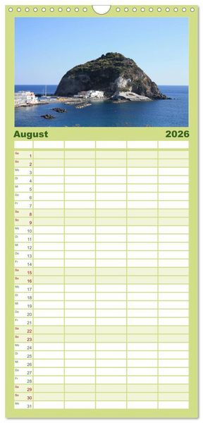 Produktbild: Familienplaner 2026 - Ischia mit 5 Spalten (Wandkalender, 21 x 45 cm) CALVENDO