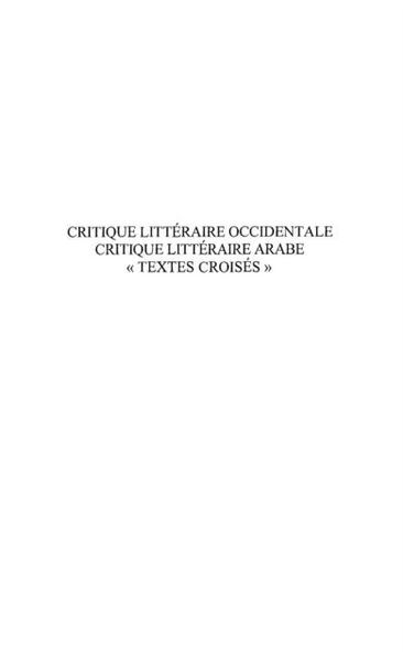Produktbild: Critique litteraire occidentale critique