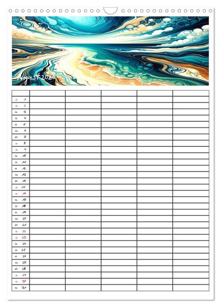 Produktbild: Pouring Art Familienplaner - Durch das Jahr mit KI-kreierter Pouring Kunst (Wandkalender 2026 DIN A3 hoch), CALVENDO Monatskalender