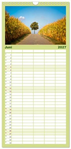 Produktbild: Familienplaner 2027 - Farbenfrohe Heimat mit 5 Spalten (Wandkalender, 21 x 45 cm) CALVENDO